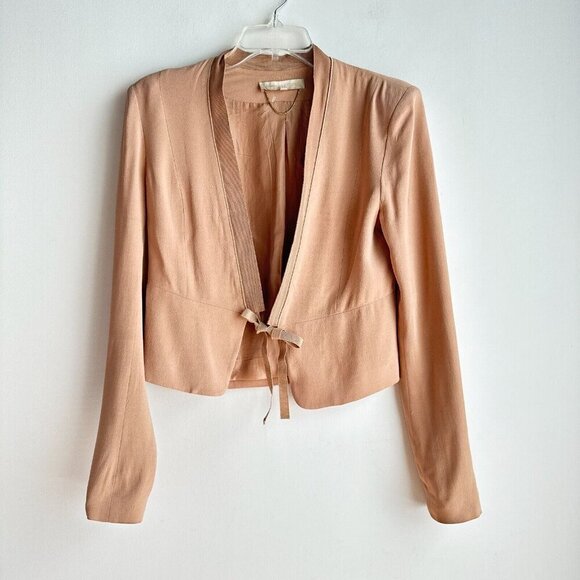 Vanessa Bruno Nude Beige Cropped Tie Closure Jacket S - Picture 3 of 8